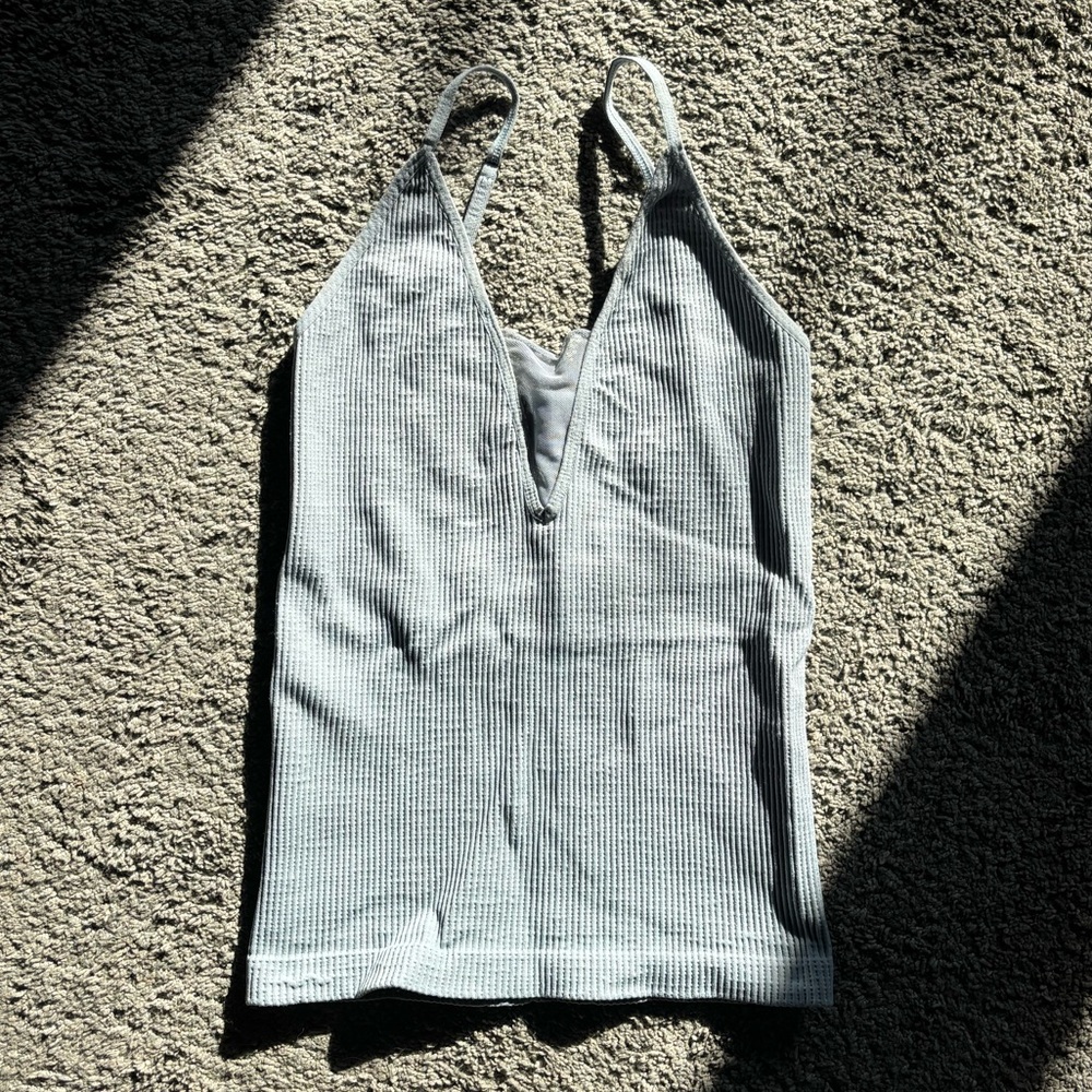 Free People Gray Ribbed Tank Top